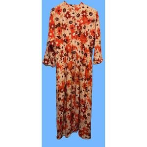 Minimal Floral Print Dress With Waist Detail Midi Length Size 20 NEW!